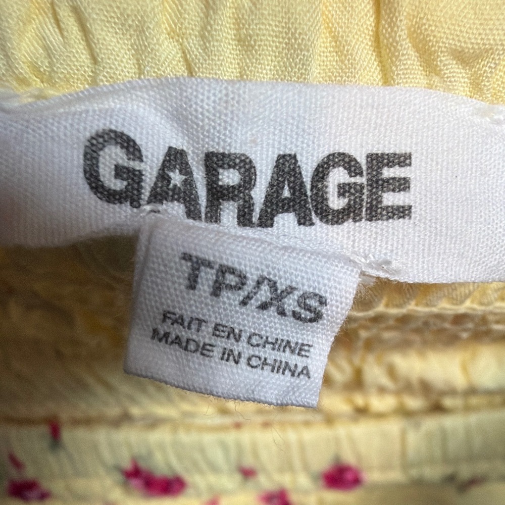 Garage Floral Smocked Skort Yellow Pink Rose Tiered Ruffle Mini Skirt XS - Picture 4 of 8